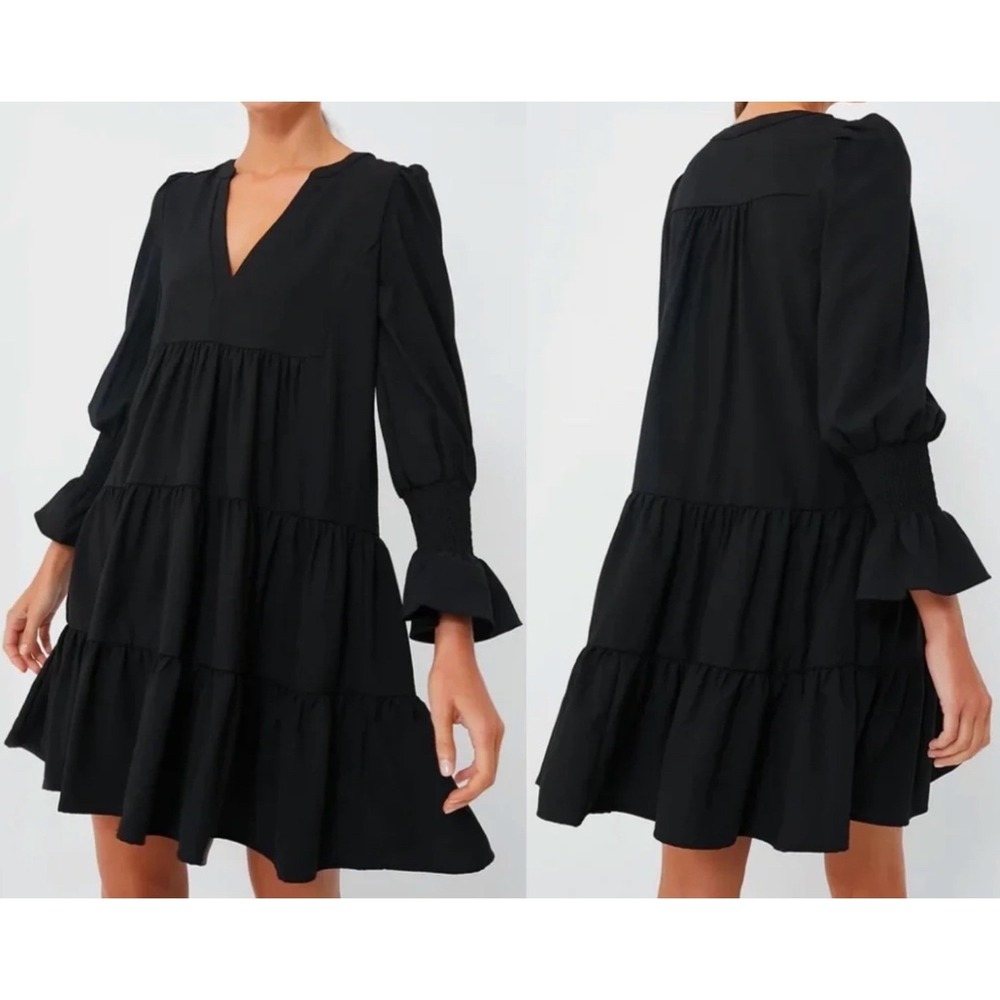 Pomander Place Tuckernuck‎ Mini Kenzo Dress Womens M Poplin Tiered Smocked Cuff
